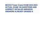 NCCCO Tower Crane EXAM 2023-2024 ACTUAL EXAM 100 QUESTIONS AND CORRECT DETAILED ANSWERS ANSWERS ALREADY GRADED A