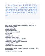 Critical Care hesi LATEST 2023- 2024 ACTUAL QUESTIONS AND  CORRECT ANSWERS (VERIFIED  ANSWERS) |ALREADY GRADED  A+