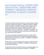 Hesi Critical Thinking LATEST 2023- 2024 ACTUAL QUESTIONS AND  CORRECT ANSWERS (VERIFIED  ANSWERS) |ALREADY GRADED  A+