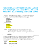      NUR2488 EXAM 2/ NUR 2488 EXAM 2 LATEST 2023-2024 (50 QS AND ANS )MENTAL HEALTH NURSING – RASMUSSEN|COMPLETE EXAM